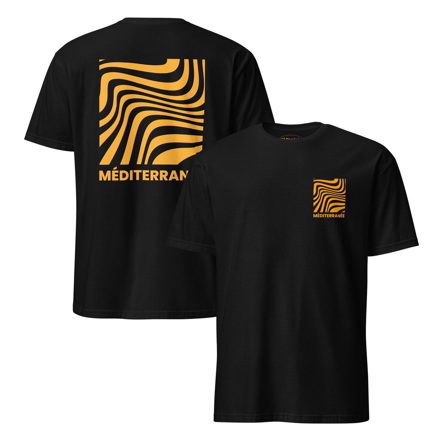 mediterrannee black t-shirt waves