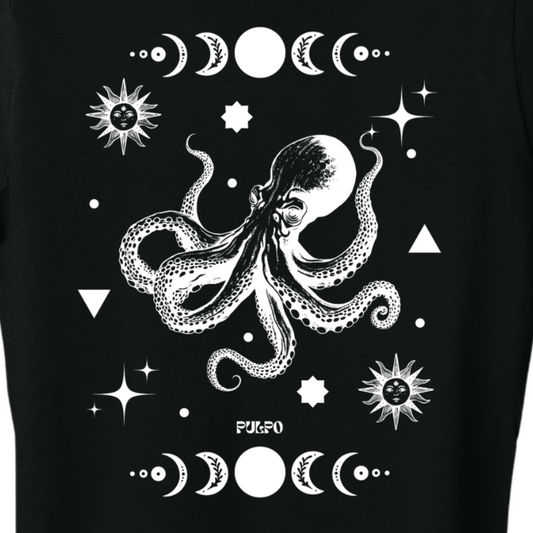 Pulpo Women's Black T-Shirt - El Fenicio