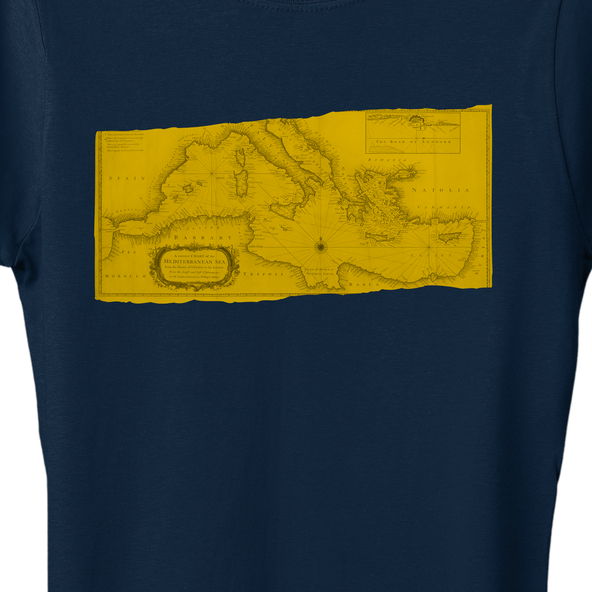 Mediterranean old map Women's T-Shirt navy blue zoom